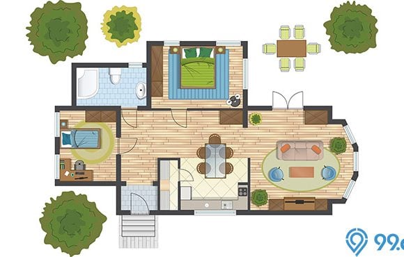 Denah Rumah 3 Kamar Ukuran 7x9