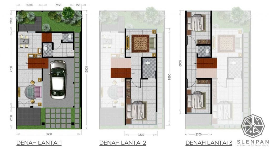 Gambar Denah Rumah Mungil dengan 3 Lantai