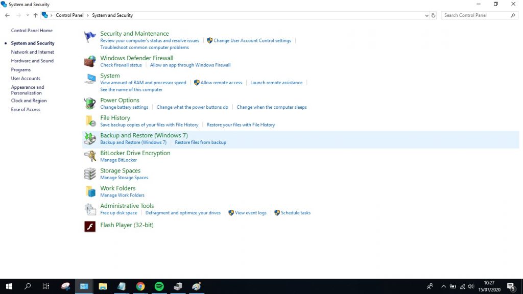 halam System and Security di windows