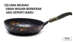 membersihkan kerak pada wajan