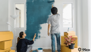 cat rumah warna biru
