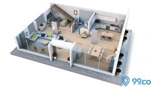 denah rumah 2 lantai