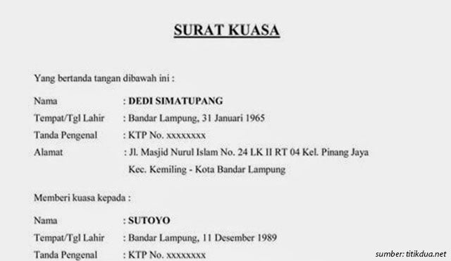 13 Contoh Surat Kuasa Serta Jenis Dan Cara Membuatnya Yang Benar