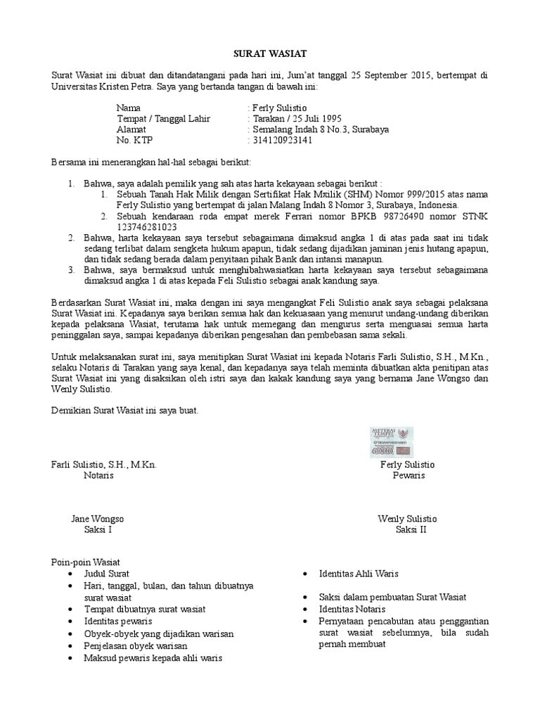 Kumpulan Contoh Surat Wasiat Beserta Syarat Dan Tata Caranya Mohamad Guntur Romli Sur Twitter Ini Contoh Surat Wasiat Buat 4 November Dapat Dr Wag.